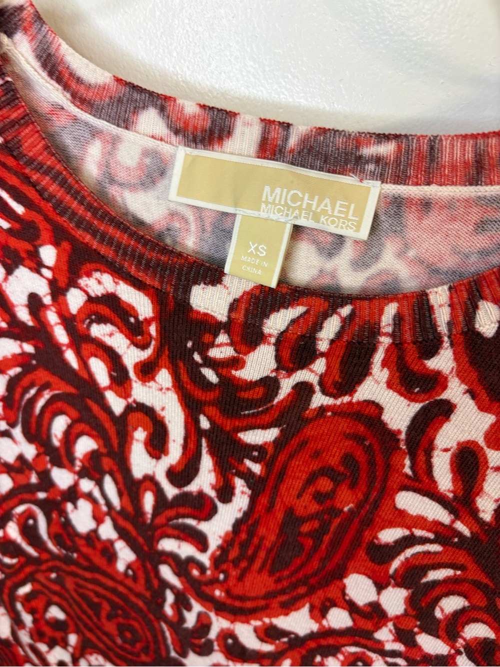 MICHAEL Michael Kors Red and White Paisley Midi Dress